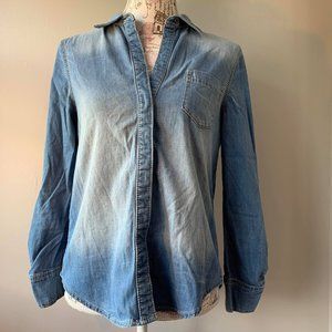BCBG Maxazria Denim Button Down Shirt blue small